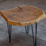 Măsuță cafea stejar cu inserții subtile de rășină