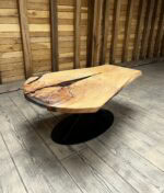 Măsuță cafea lemn de fag cu inserție răsină și conuri - imagine 4