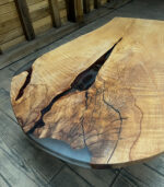 Măsuță cafea lemn de fag cu inserție răsină și conuri - imagine 2