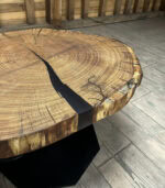 Masuță cafea stejar cu inserții rășină neagră - imagine 3