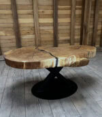 Măsuță cafea stejar natur cu inserție rășină