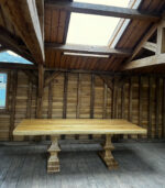Masă 10 persoane stejar cu picioare lemn sculptate-260x110cm - imagine 4