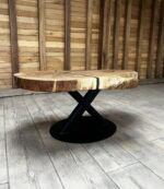 Măsuță cafea stejar natur cu inserție rășină - imagine 4