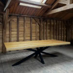 Masă 10 persoane stejar cu picioare metal-260x110cm