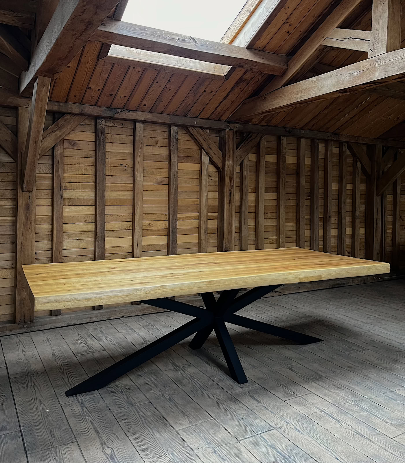 stejar-10-metal-1 Masă 10 persoane stejar cu picioare metal-260x110cm - imagine 1