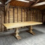 Masă 10 persoane stejar cu picioare lemn sculptate-260x110cm