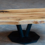 Măsuță cafea dreptunghi stejar inserție rășină