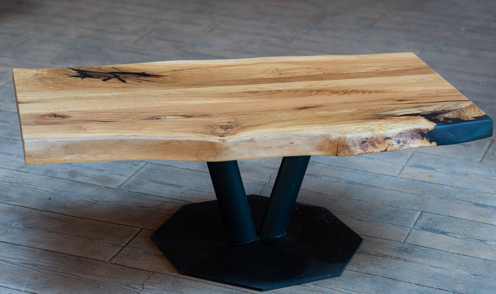 stejar-nat-cafea-dr Măsuță cafea dreptunghi stejar inserție rășină - imagine 1