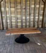 Măsuță cafea lemn de fag cu inserții rășină - 80x55cm - imagine 3