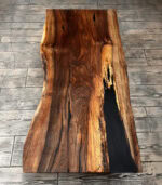 Măsuță cafea unicat nuc cu inserție de rășină neagră - 114x65 cm - imagine 2