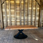 Măsuță cafea lemn de fag cu inserții rășină - 80x55cm