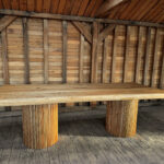 Masă 10 persoane stejar cu picioare din riflaj din stejar -260x110cm