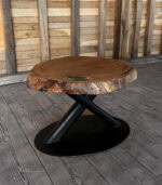 Măsuță cafea stejar cu subtile inserții de rășină 75x70x6 cm