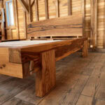 Pat lemn masiv de stejar cu inserție rășină în tăblie -  180x200cm