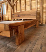 Pat lemn masiv de stejar cu inserție rășină în tăblie -  180x200cm