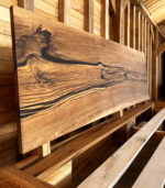 Pat lemn masiv de stejar cu inserție rășină în tăblie -  180x200cm - imagine 2