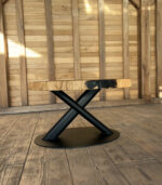 Măsuță cafea stejar cu inserție de rășină - 80x62x6 cm - imagine 2