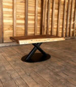 Măsuță cafea nuc cu inserții de rășină neagră - 101x60x5cm - imagine 3