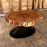 Măsuță cafea stejar cu inserție de rășină - 80x70x7 cm