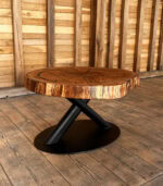 Măsuță cafea stejar cu inserție de rășină - 80x70x7 cm - imagine 3