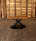 Măsuță cafea stejar cu inserții de rășină - 90x50x3 cm - imagine 2