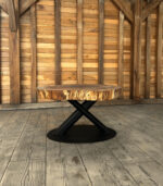 Măsuță de cafea stejar masiv „Blue River” – 83x75x7 cm - imagine 4