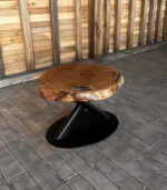 Măsuță cafea stejar cu subtile inserții de rășină 75x70x6 cm - imagine 3