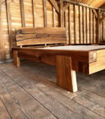 Pat lemn masiv de stejar cu inserție rășină în tăblie -  180x200cm - imagine 3