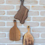 Set de 3 tocătoare artizanale Deep Forest Fragments din nuc masiv - 33x15 cm