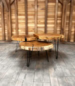 Trio Oak & Resin – Set 3 Măsuțe de Cafea din Rondelă de Stejar - imagine 2