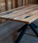 Linear Ash - Masă dining frasin masiv cu inserții de rășină -  190x90 cm - imagine 2