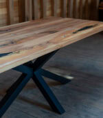 Linear Ash - Masă dining frasin masiv cu inserții de rășină -  190x90 cm - imagine 3