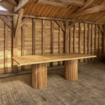 Masă 10 persoane stejar cu picioare din riflaj din stejar "Forest Echo"-240x100cm