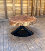 Măsuță de cafea „Oak Titan” – stejar masiv cu inserții de rășină - 88x78 cm