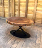 Măsuță de cafea „Oak Radial” din stejar masiv cu inserții de rășină - 77x85 cm - imagine 3