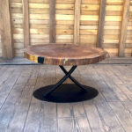Măsuță de cafea „Oak Radial” din stejar masiv cu inserții de rășină - 77x85 cm